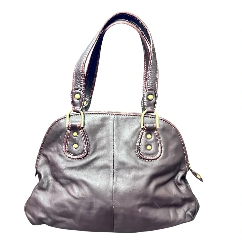 Vintage Via Spiga Hobo Brown Soft Leather Double Handle Tote Shoulder Bag Zipper